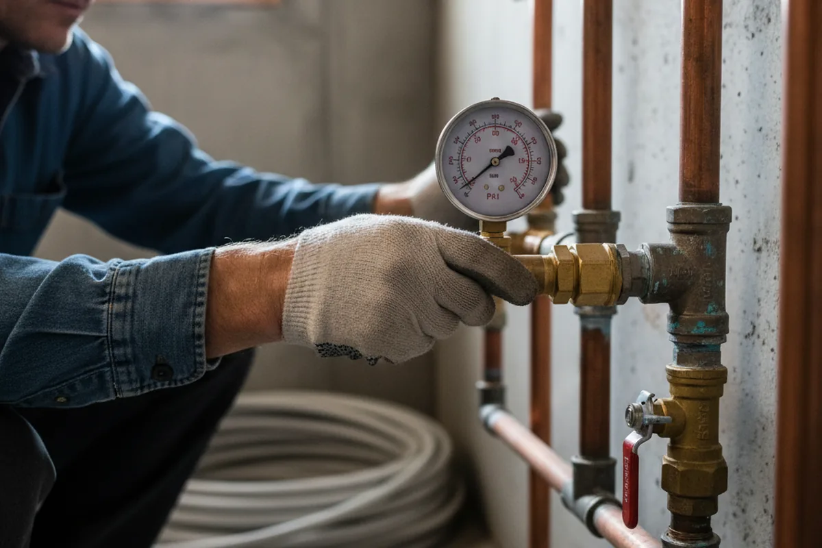 Pressure testing a repaired line during Water Line Repair in Pacific Grove